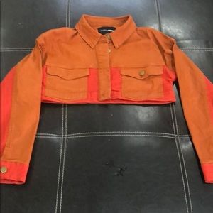 Cropped Two Tone Jean Jacket by Fashion Nova